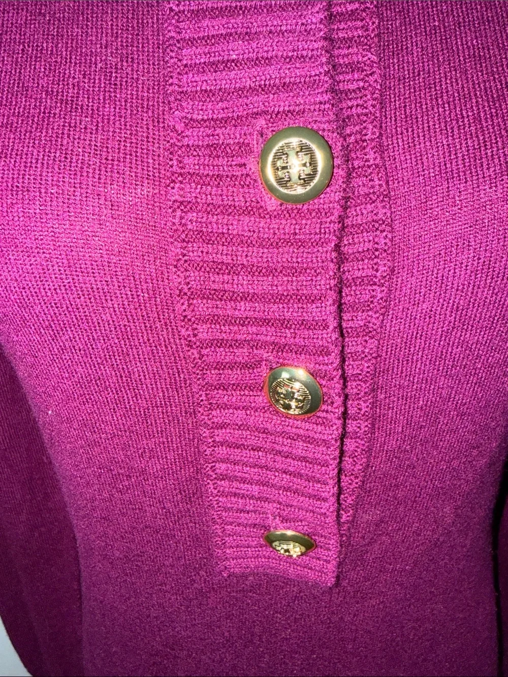 Tory Burch Audra Mock Neck Wool Cashmere Sweater Berry Sz XS